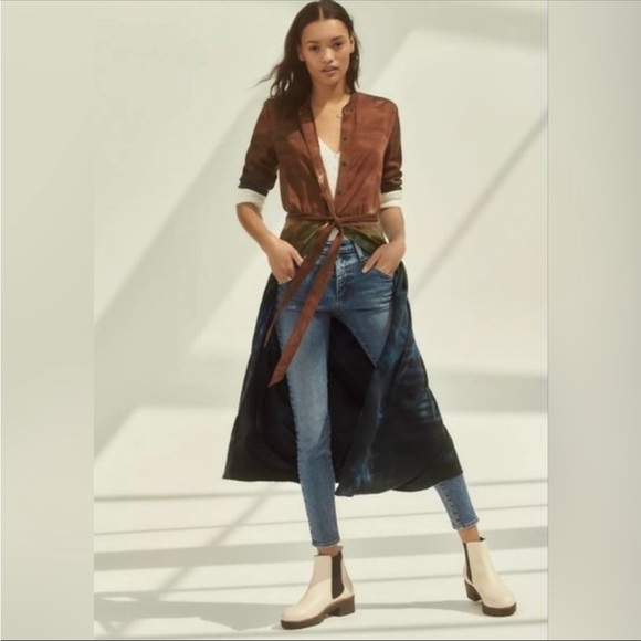 NWT Anthropologie Cloth & Stone Ombre Tie Dye button down dress - Picture 2 of 11